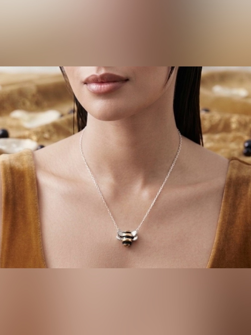 Sterling Silver Bumblebee Pendant Necklace